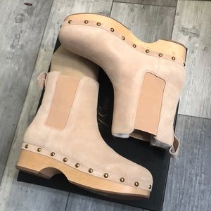 NWT J. Crew Faux-fur Lined Clog Boots - Bronzed Clay Suede - Sz 9